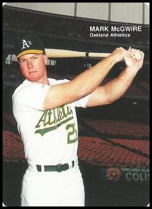 1989 Mother's Cookies Mark McGwire 4 Mark McGwire (Batting follow through)